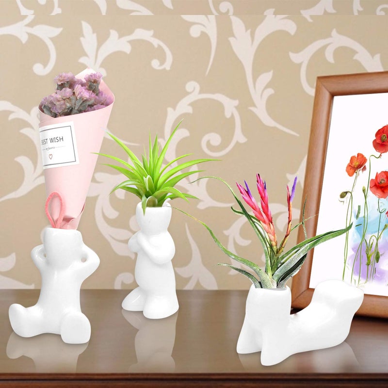 Together-life 4 Pack Ceramic Air Plant Holder, Cute Air Planter Table Top Display Planters for DIY Planting Home Office Decoration Supplies - Image 3